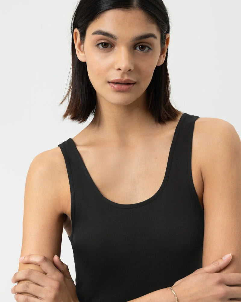 Tank topp rund hals svart, Modal Pure Mey black, Frilin undertøy