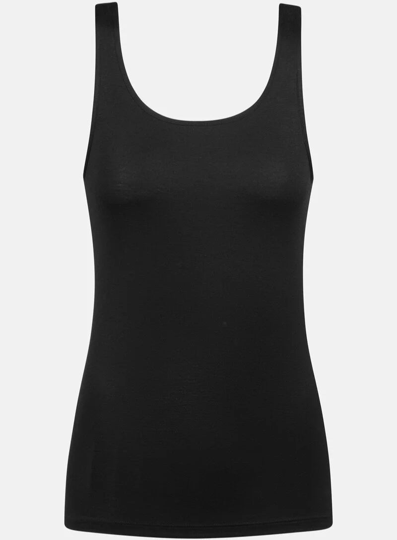 Tank topp rund hals svart, Modal Pure Mey black, Frilin undertøy