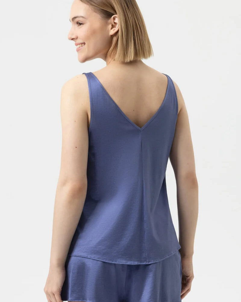 Pysjamas Camisole tank topp, so elegant Mey blå blue viskose bomull, nattøy norge dame frilin