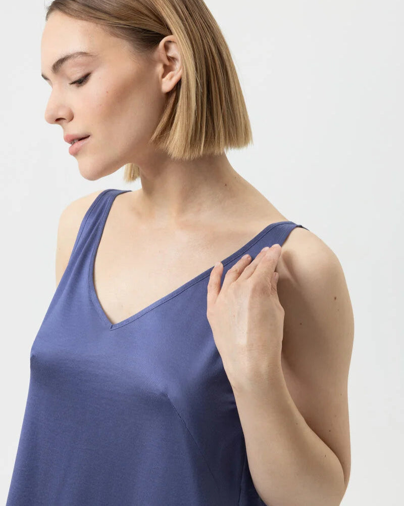 Pysjamas Camisole tank topp, so elegant Mey blå blue viskose bomull, nattøy norge dame frilin