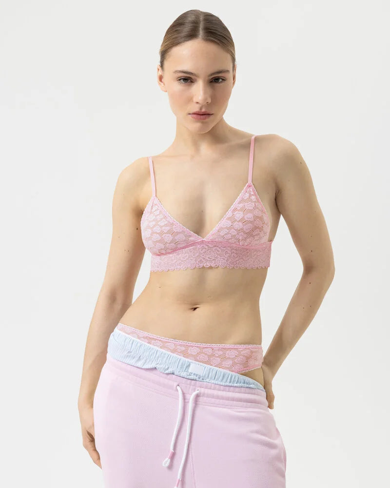 Bralette topp triangel BH wireless spilefri, mey savage lace soft pink rosa, frilin dame norge