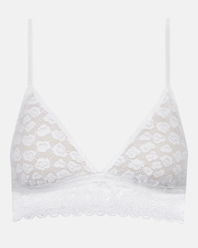 Bralette topp triangel BH wireless spilefri, mey savage lace white hvit, frilin dame norge