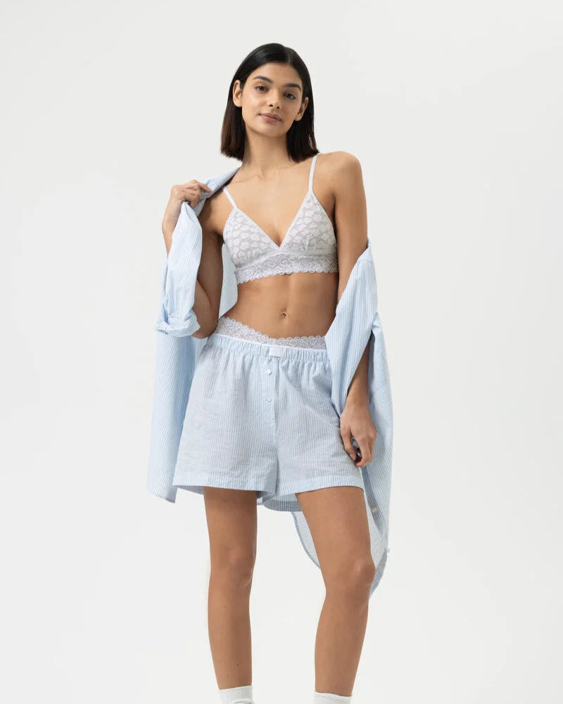 Bralette topp triangel BH wireless spilefri, mey savage lace white hvit, frilin dame norge