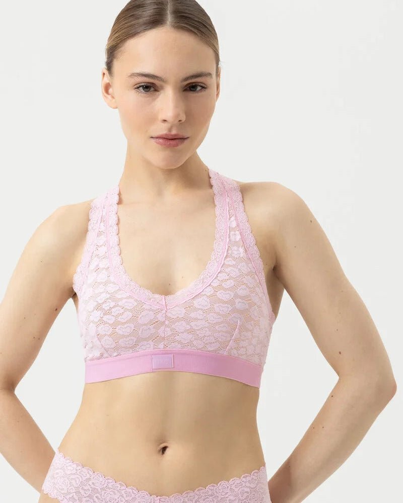Bralette topp bustier BH wireless spilefri, mey savage lace soft pink rosa frilin dame norge