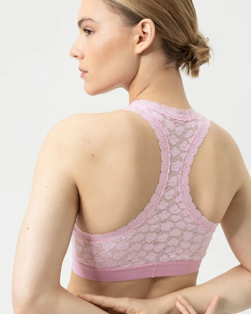Bralette topp bustier BH wireless spilefri, mey savage lace soft pink rosa frilin dame norge