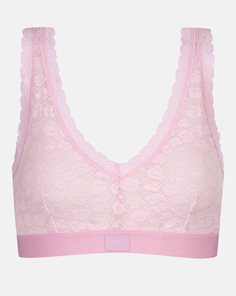 Bralette topp bustier BH wireless spilefri, mey savage lace soft pink rosa frilin dame norge