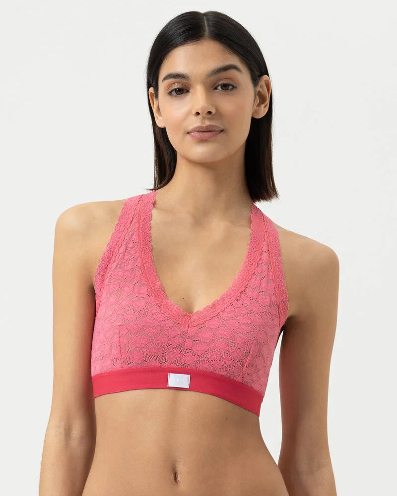 Bralette topp bustier BH wireless spilefri, mey savage lace hot paradise pink rosa frilin dame norge