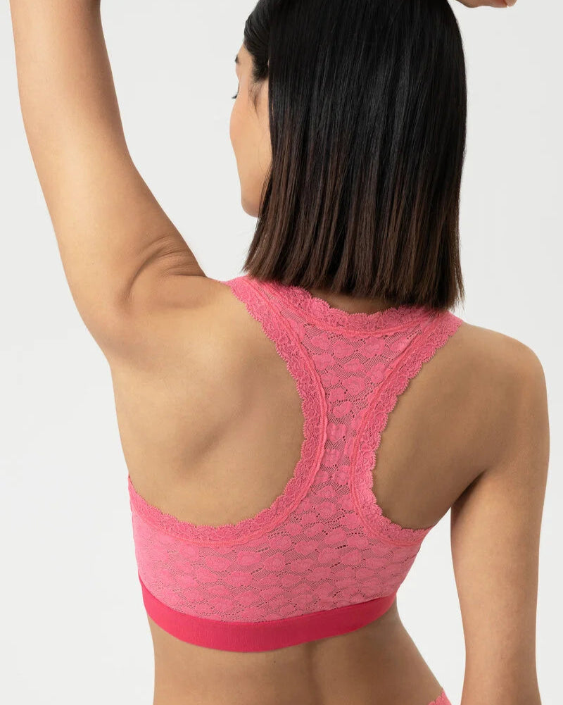 Bralette topp bustier BH wireless spilefri, mey savage lace hot paradise pink rosa frilin dame norge