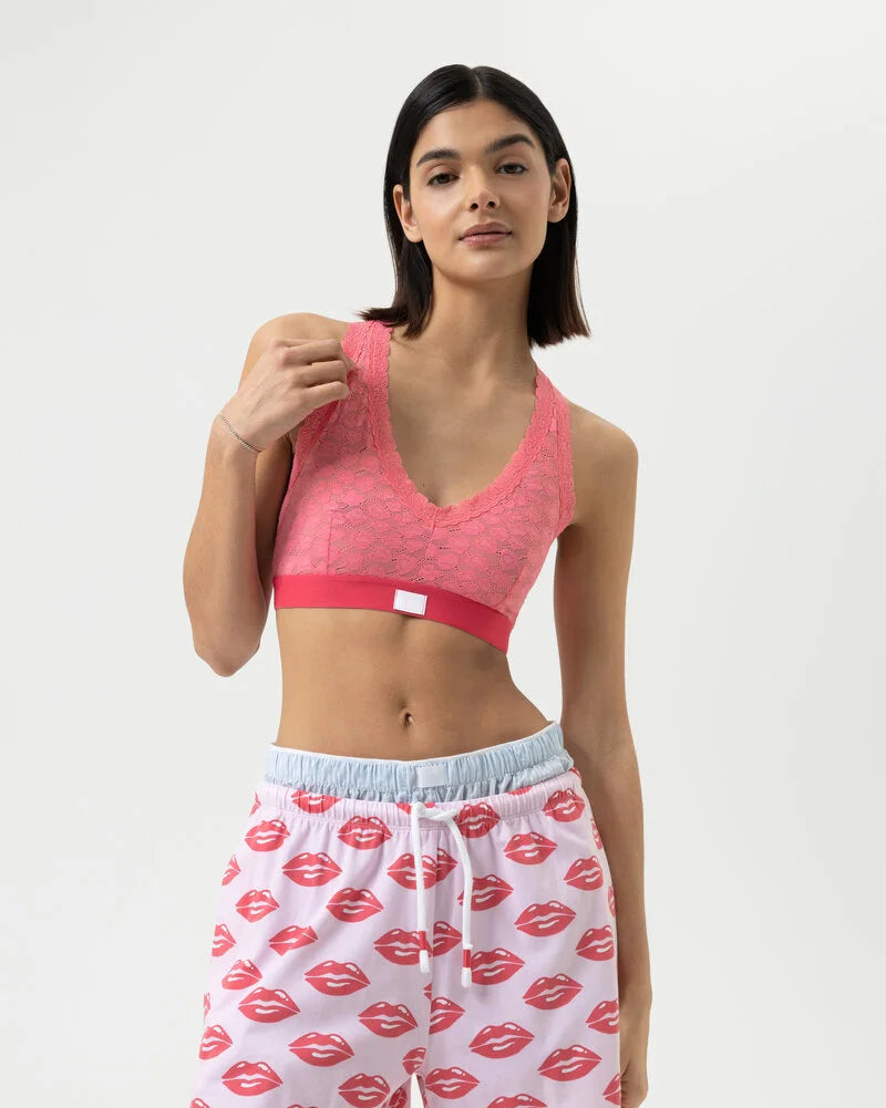 Bralette topp bustier BH wireless spilefri, mey savage lace hot paradise pink rosa frilin dame norge
