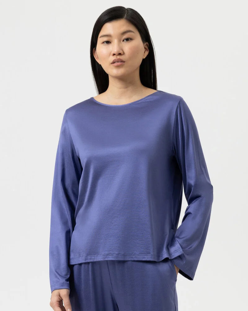 Pysjamas genser loungewear viskose nattøy, blå blue pure shine Mey, norge dame frilin