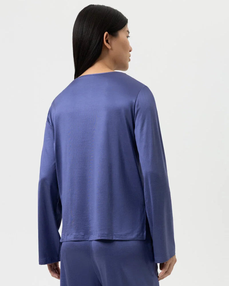 Pysjamas genser loungewear viskose nattøy, blå blue pure shine Mey, norge dame frilin