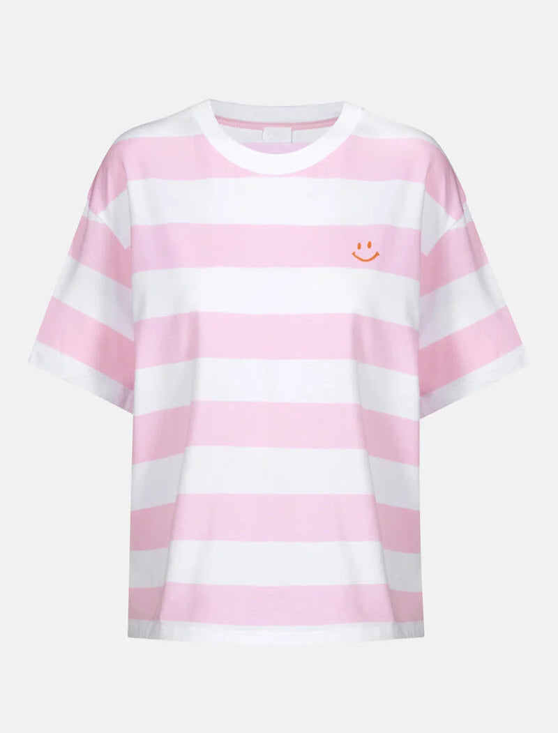 T-skjorte striper loungewear Mey, rosa soft pink bomull cotton, Nattøy undertøy dame norge frilin