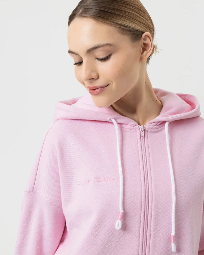 loungewear jakke hoodie zip Mey, rosa soft pink bomull cotton, Nattøy undertøy dame norge frilin