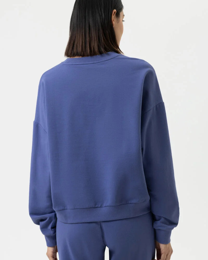 Sweatshirt jumper genser loungewear Mey, blå blue navy bomull cotton, Nattøy undertøy dame norge frilin