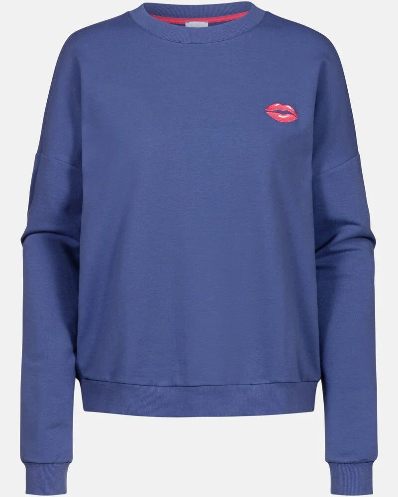 Sweatshirt jumper genser loungewear Mey, blå blue navy bomull cotton, Nattøy undertøy dame norge frilin