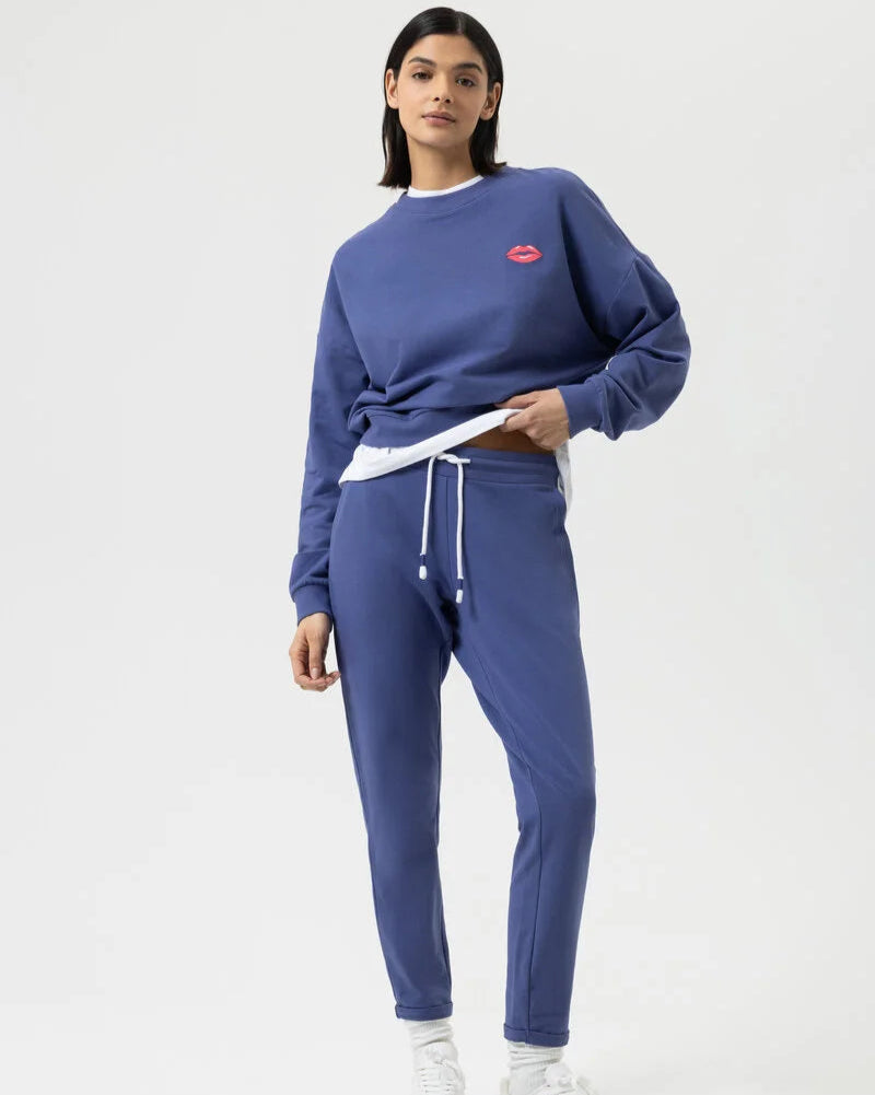 Sweatshirt jumper genser loungewear Mey, blå blue navy bomull cotton, Nattøy undertøy dame norge frilin