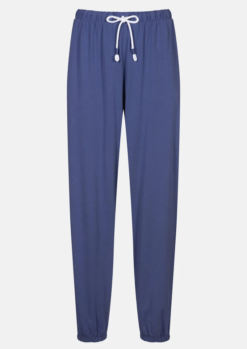 Joggebukse nattbukse pysjamas pysj Mey, blå blue bomull cotton, Nattøy undertøy dame norge frilin