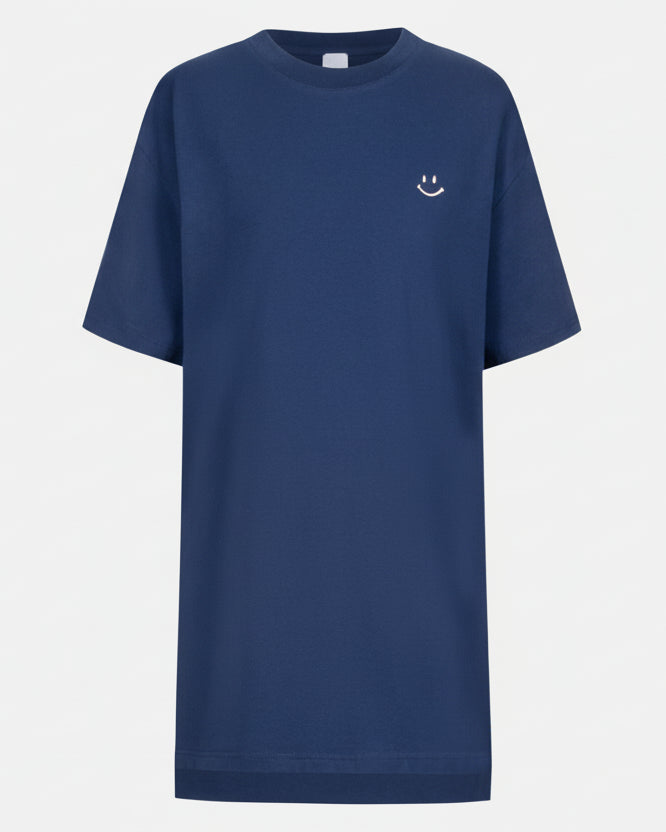 Nattkjole T-skjorte oversized Mey solid love, blå navy bomull cotton, Nattøy undertøy dame norge frilin