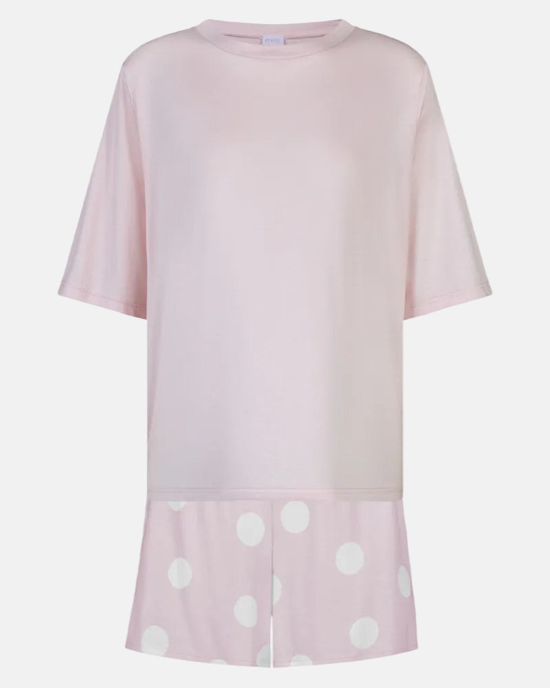 Shorts pysjamas sett t-skjorte, bomull modal Mey rosa pretty dots pink, nattøy norge dame frilin