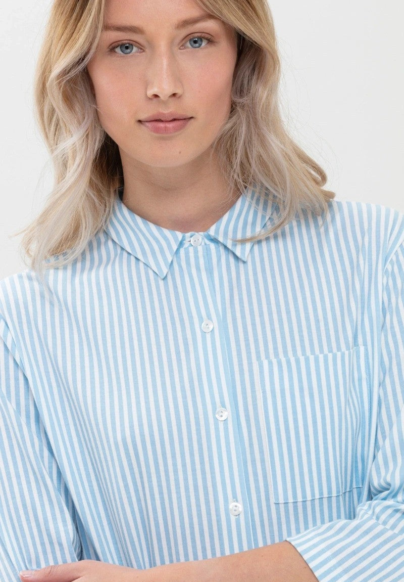 Nattskjorte nattøy soveskjorte, norge dame, mey elva, blå striper