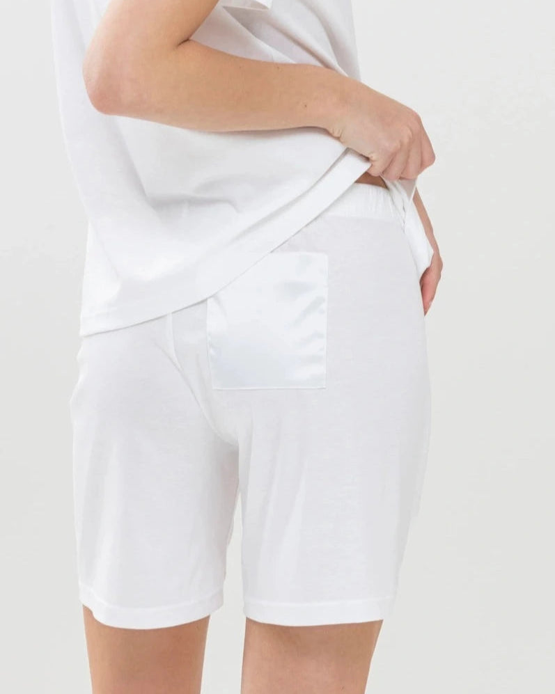 Nattøy pysjamas bomull, dame norge, mey sleepsation Malea, bermuda shorts hvit white