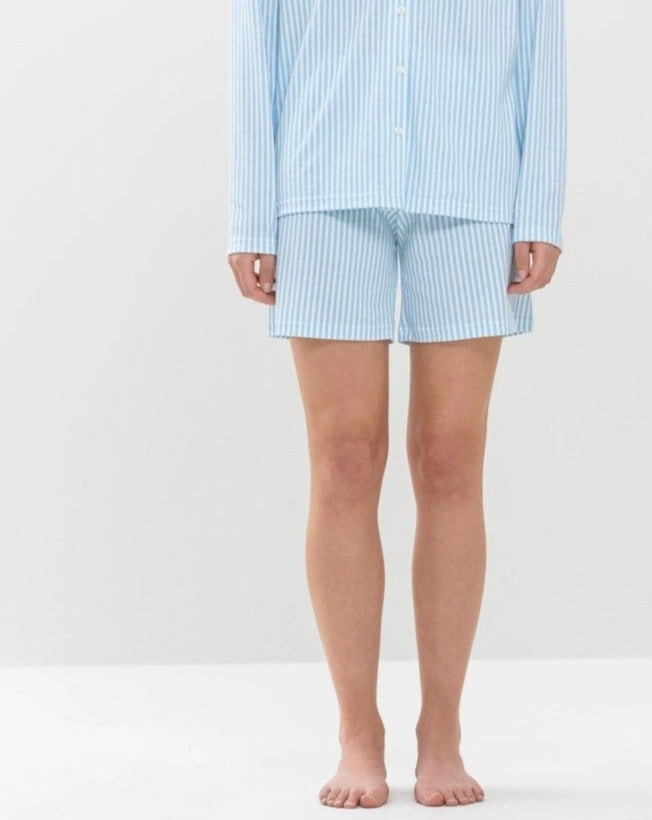 Shorts nattøy bomull pysjamas, norge dame, mey elva, blå striper