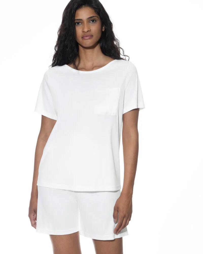 Nattøy pysjamas bomull, dame norge, mey sleepsation Malea, bermuda shorts hvit white