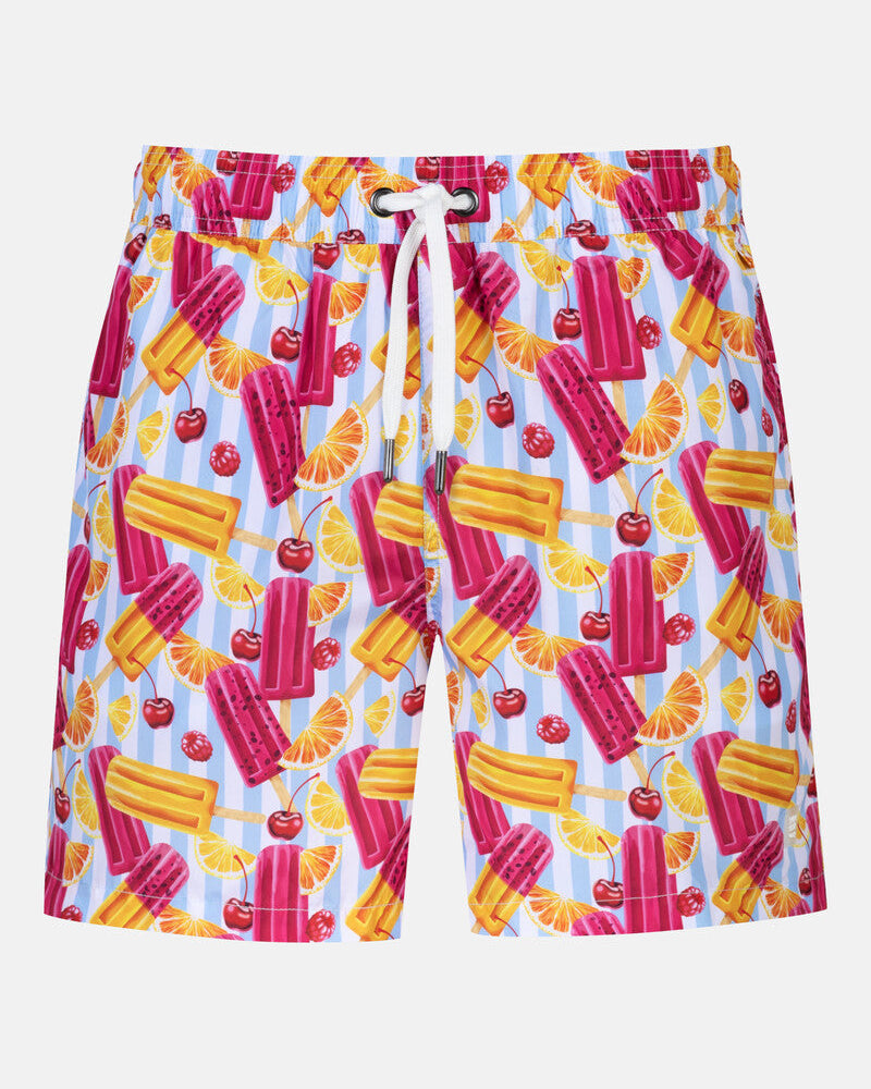 Badeshorts herre mann, badebukse swim shorts, mey popsicle paradise flerfarget mønster, frilin norge undertøy