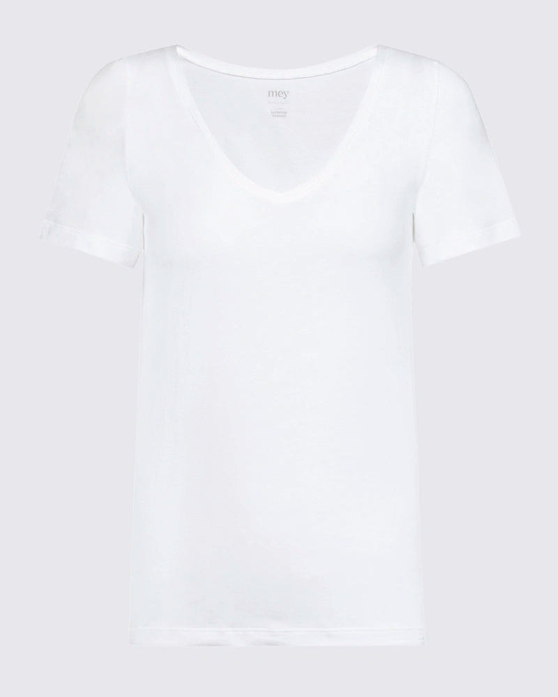 T-skjorte hvit bomull t-shirt white cotton organisk, superfine organic Mey, Frilin undertøy norge dame