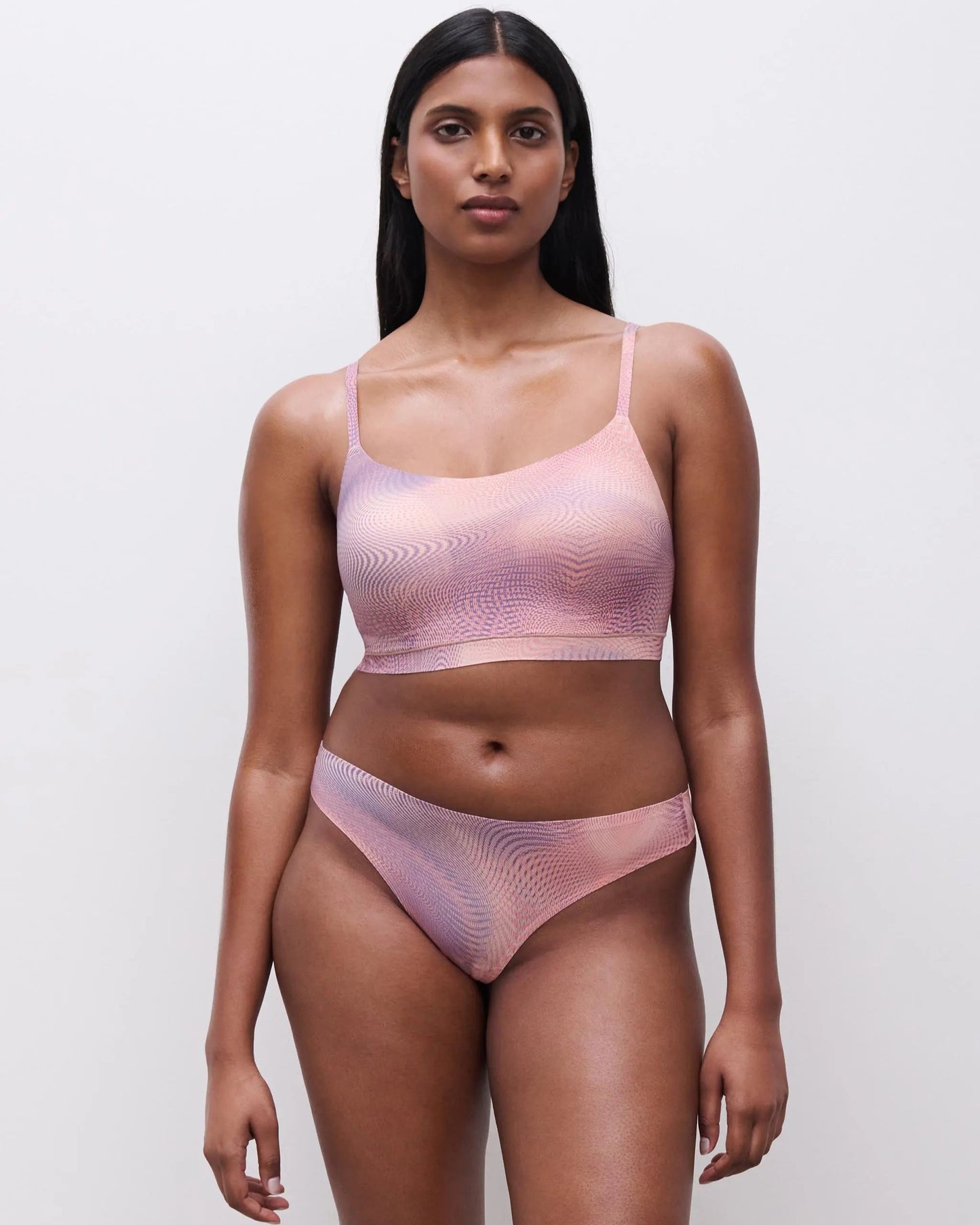 Thong string sømløs, mønster Iris print, softstretch chantelle, undertøy Frilin norge dame
