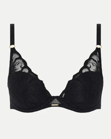 BH plunge triangel Chantelle Fleurs vattert svart blonde black, undertøy dame norge frilin