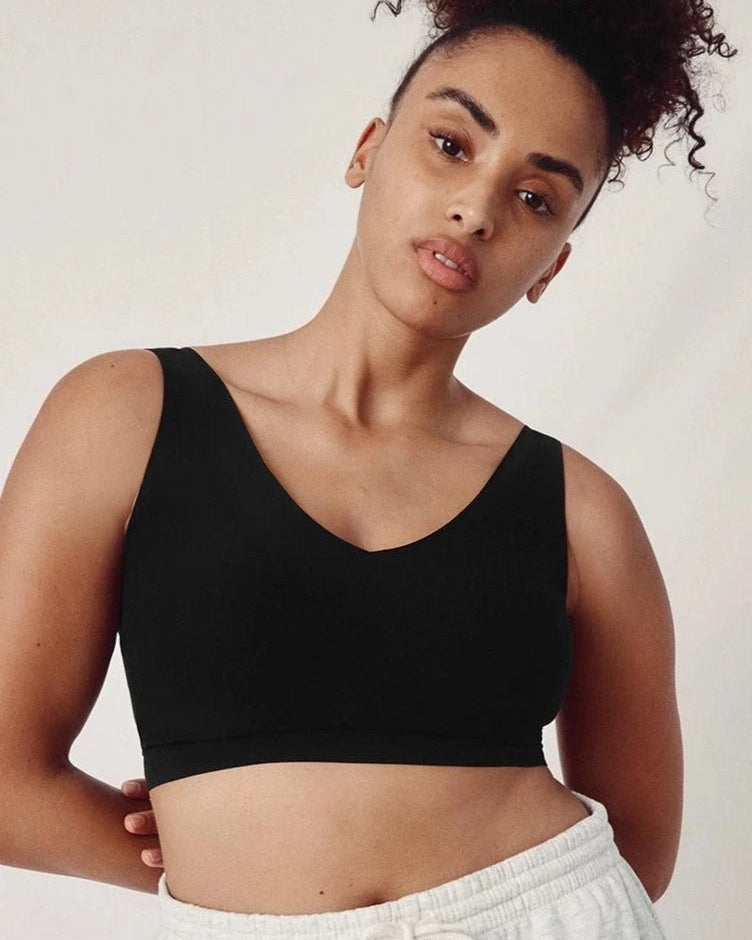 Softstetch bralette topp padded svart black, chantelle frilin, BH undertøy norge dame