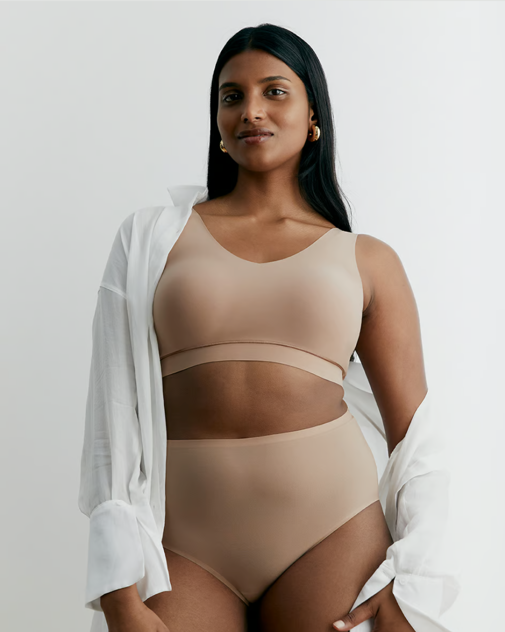 Softstetch bralette topp padded beige coffee latte, chantelle frilin, BH undertøy norge dame