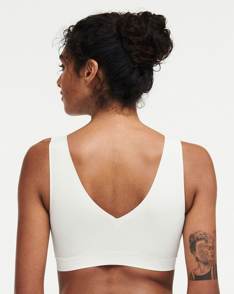 Softstetch bralette topp padded hvit ivory, chantelle frilin, BH undertøy norge dame