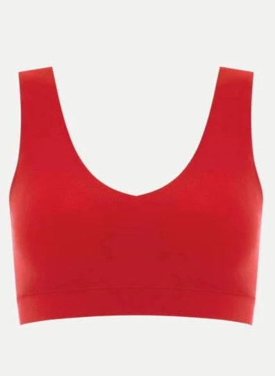 Softstetch bralette topp padded rød poppy red, chantelle frilin, BH undertøy norge dame