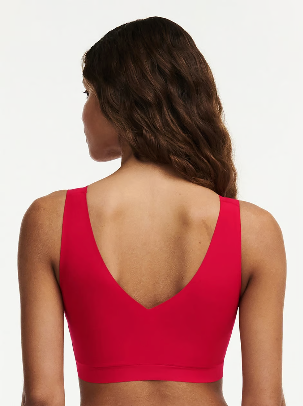 Softstetch bralette topp padded rød poppy red, chantelle frilin, BH undertøy norge dame
