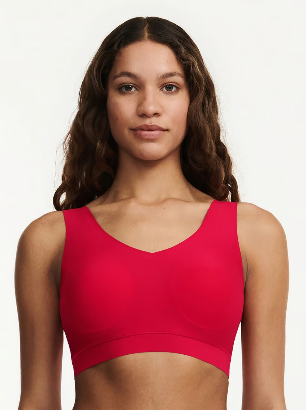 Softstetch bralette topp padded rød poppy red, chantelle frilin, BH undertøy norge dame
