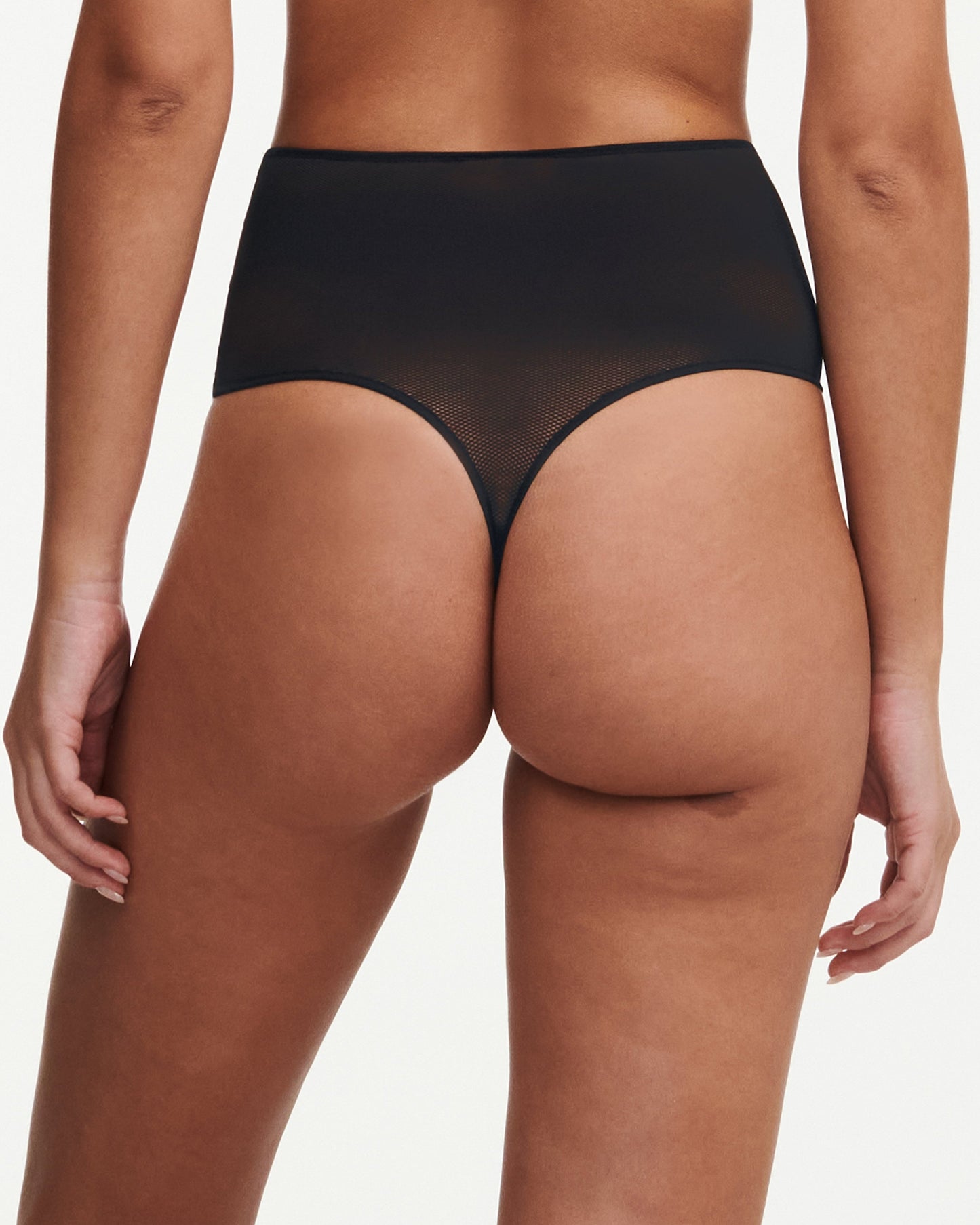 Undertøy thong high waist, høyt liv string, norge dame, chantelle pulp, svart broderi