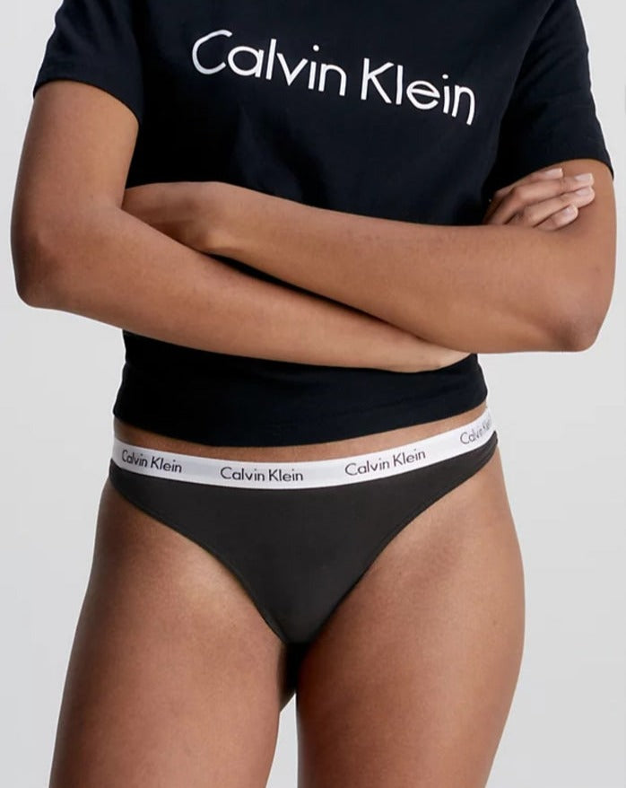 calvin klein cotton modern logo thong bomull undertøy string svart