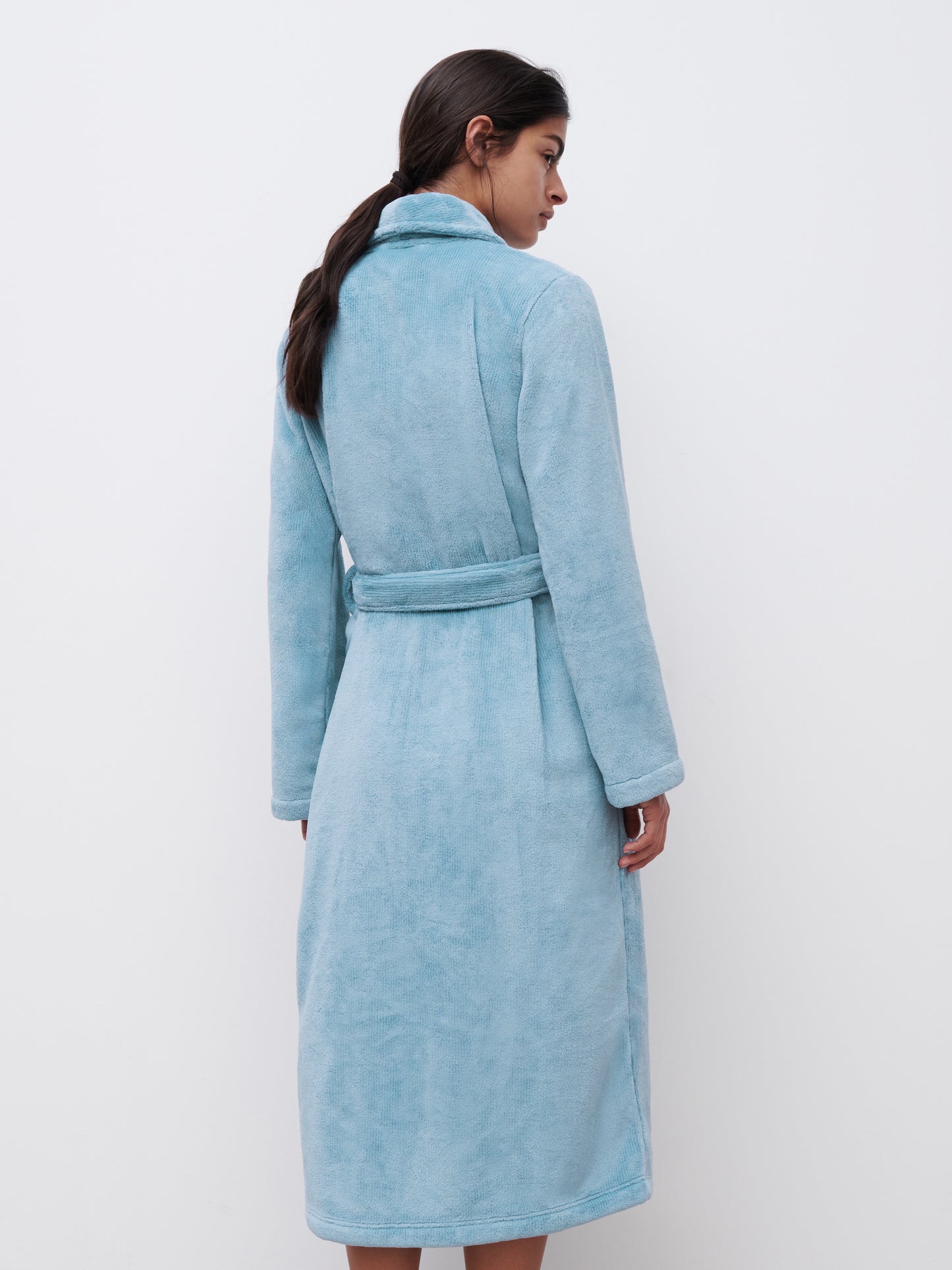 Morgenkåpe badekåpe teddy, Norge dame undertøy, loungewear, Chantelle femilet, blå mist