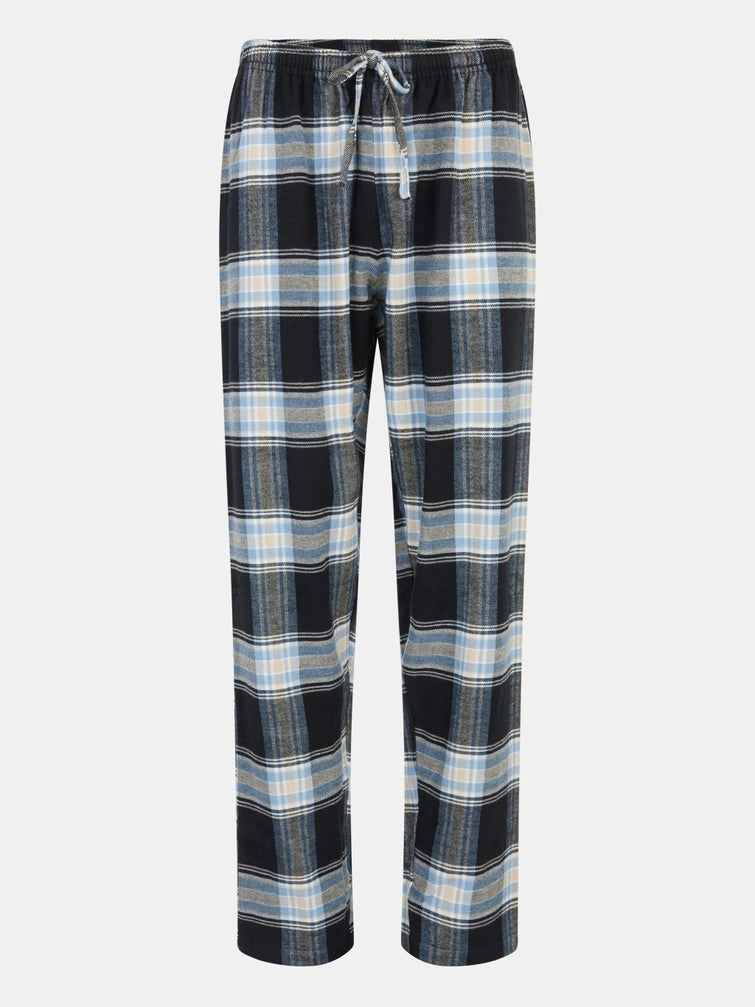 Pysjamas nattbukse, pysj pyjamas, bomull flanell, Chantelle Femilet, Norge dame, ruter svart lyseblå