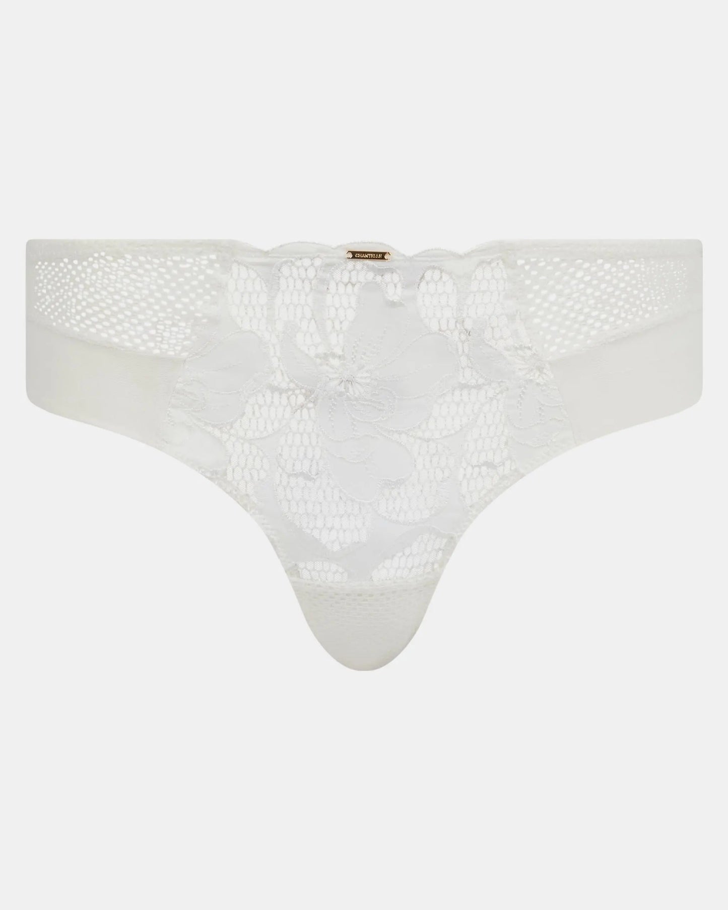 Truse hipster hvit blomster blonde Chantelle fleurs, satin white milk, undertøy norge
