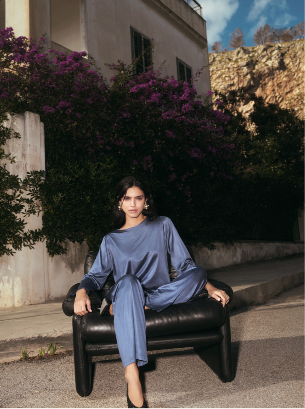 Pysjamas bukse nattbukse loungewear viskose nattøy, blå blue pure shine Mey, norge dame frilin