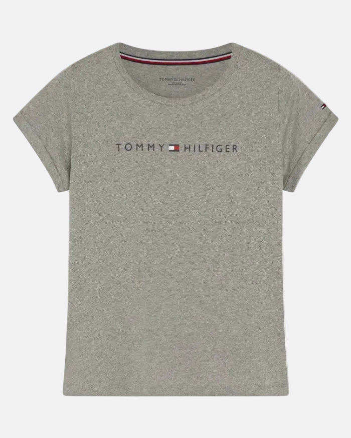 T-skjorte grå logo classic Tommy Hilfiger bomull grey heather, Undertøy Loungewear Norge Frilin