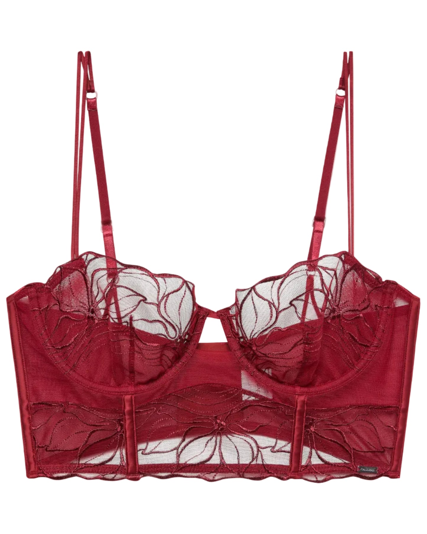 BH balconette calvin klein floral lace fall berry rød, undertøy dame norge frilin