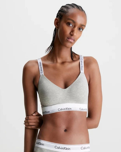 Calvin Klein bralette logo, undertøy bomull grå