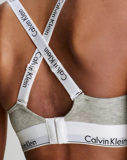 Calvin Klein bralette logo, undertøy bomull grå