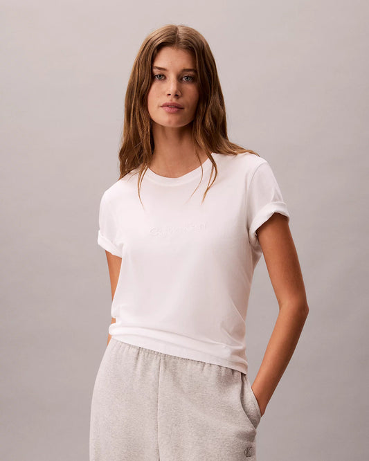 Calvin Klein T-skjorte hvit bomull icon cotton stretch classic, Undertøy Norge Dame Frilin