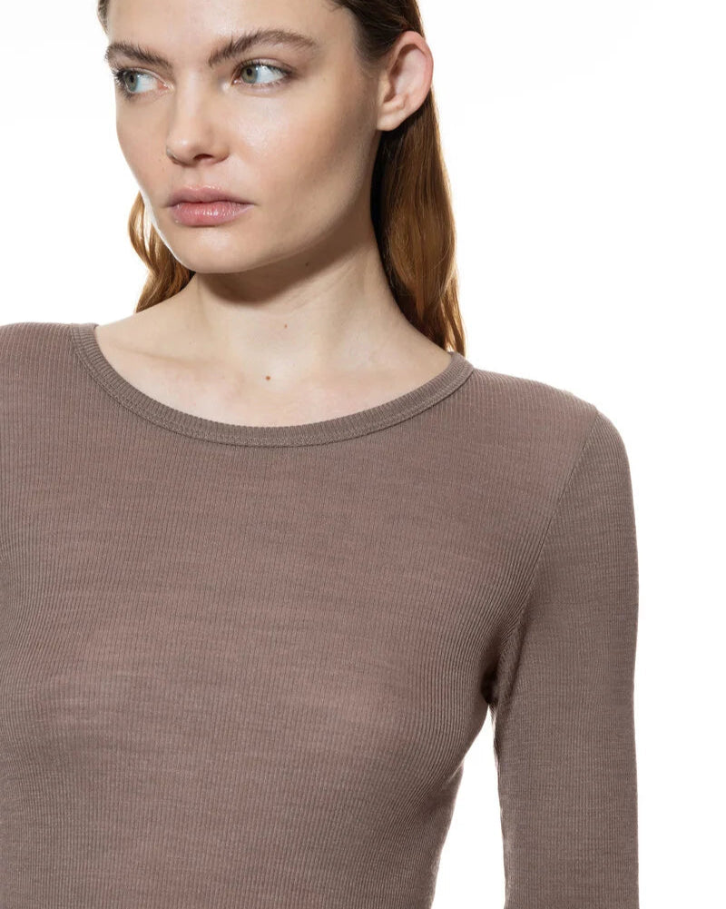 Ullundertøy merinoull silke, genser trøye taupe beige wool love Mey, Frilin undertøy norge dame