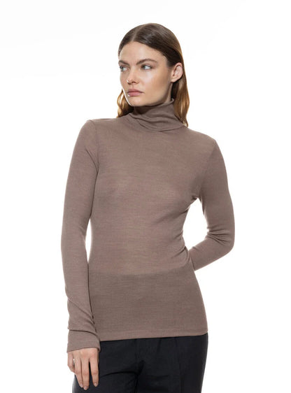 Ullundertøy pologenser høyhalset turtleneck, merinoull silke genser trøye, taupe beige wool love Mey, Frilin undertøy norge dame